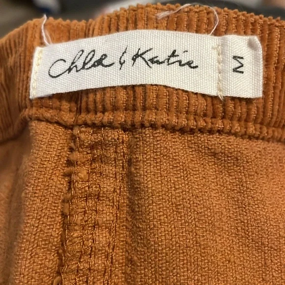 Pretty Burnt Orange Corduroy Mini Zippered Skirt w/ Pockets Size Medium - Picture 2 of 2